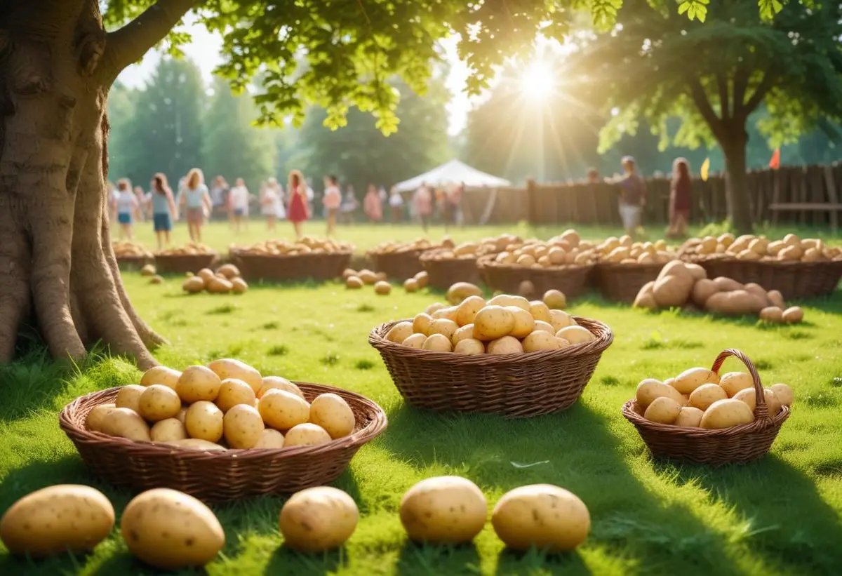 Plocka potatis och ha kul i trädgården! illustration